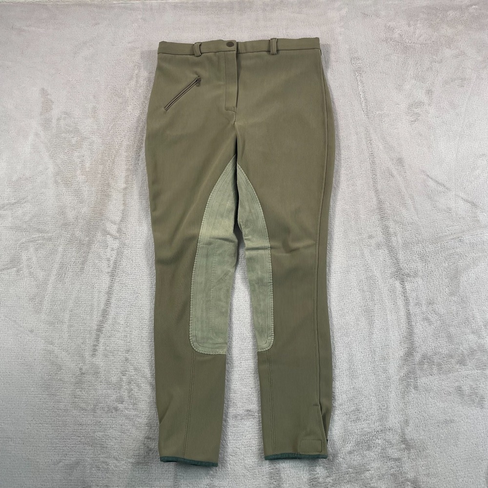 TUFF RIDER Equestrian Breeches Pants Women 28 Green Horse Riding Full Seat